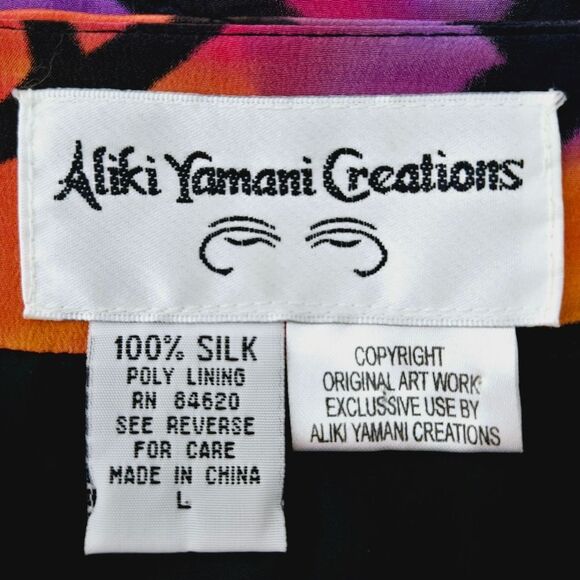 Aliki Yamani Creations Siesta 100% Silk Hand Painted Quilted Jacket Size Large - Picture 9 of 11